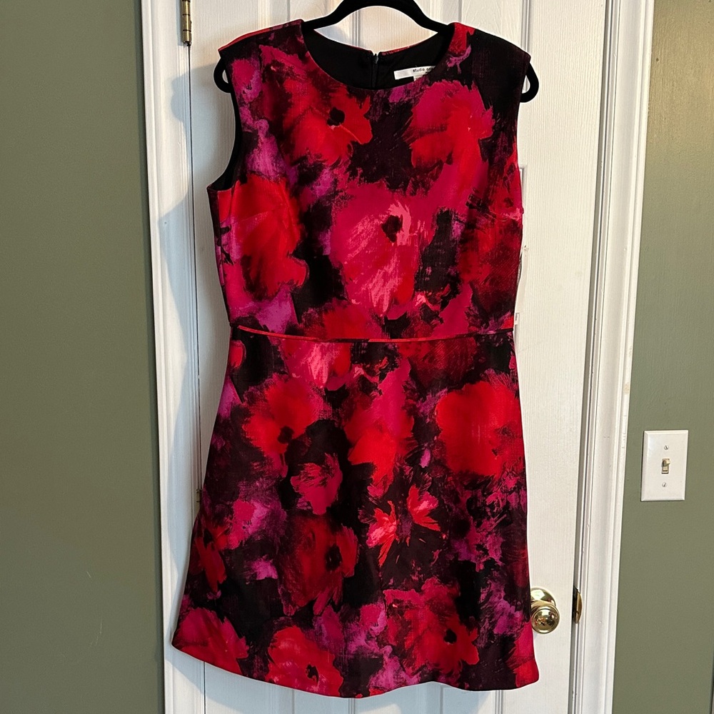 Studio One Red and Black Floral Mini Dress